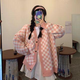 Couple Matching Checkerboard Cardigan / Sweater Vest