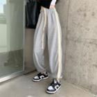 Drawstring Straight Leg Sweatpants / Long-sleeve Cut Out T-shirt (various Designs)