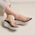 Transparent-strap Wedge Slide Sandals
