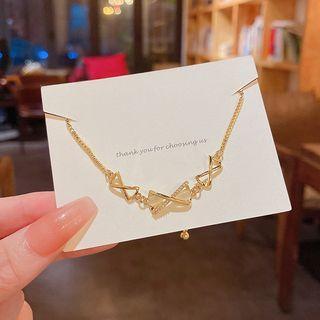 Rhinestone Necklace S227 - Gold - One Size