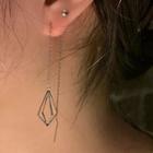 Geometric Drop Threader Earring 1 Pair - Silver - One Size