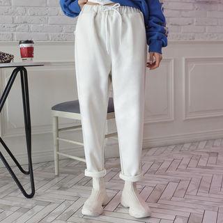 Drawstring-waist Knit Straight-cut Pants