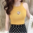 Cut-out Halter Knit Tank Top