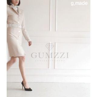 Notched-lapel Embellished-button Coatdress
