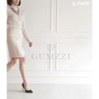 Notched-lapel Embellished-button Coatdress