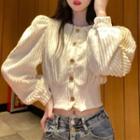 Long-sleeve Button-up Corduroy Top