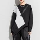 Long-sleeve Two-tone Asymmetrical Sweatshirt