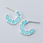 925 Sterling Silver Letter C Earring 1 Pair - S925 Silver - Blue & Silver - One Size