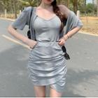 Short-sleeve Jacket / Spaghetti Strap Top / Mini A-line Skirt