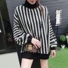 Wavy Striped Turtleneck Sweater