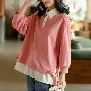 Mock Two-piece Collar Sweatshirt