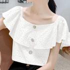 Eyelet Lace Ruffle Off-shoulder Top