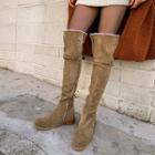 Buckled Faux-shearling Long Boots