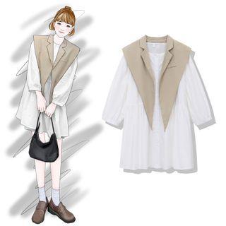 Long-sleeve A-line Dress / Shawl