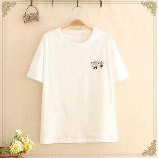 Mouse Embroidered Short-sleeve Tee