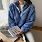 High-neck Fleece Zip-front Top