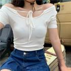 Short-sleeve Strappy Top White - One Size