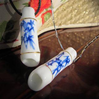 Couple Matching Ceramic Pendant Necklace Blue & White - One Size