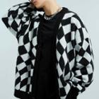 Irregular Checkerboard Cardigan