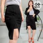 Plus Size Band-waist Cutout Pencil Skirt