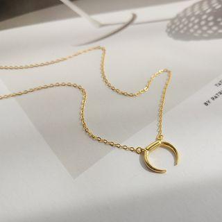 925 Sterling Silver Moon Necklace Gold - One Size