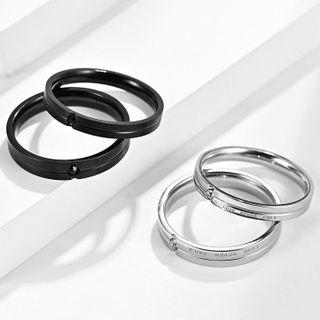 Rhinestone Lettering Stainless Steel Ring