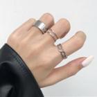 Set Of 3: Alloy Open Ring (assorted Designs) Set Of 3 - Ring - Silver - One Size