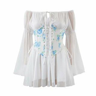 Off-shoulder Floral Panel Mini A-line Dress