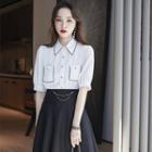 Short-sleeve Pocketed Blouse / A-line Skirt