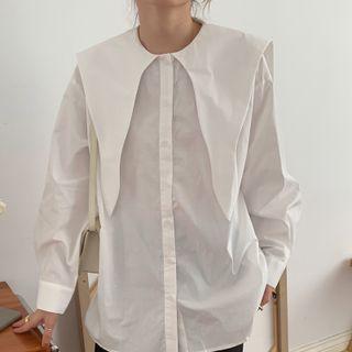 Long-sleeve Pointed Collar Blouse