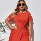Plus Size Short-sleeve Asymmetrical A-line Dress