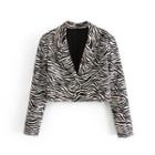 Zebra Print Single-breasted Cropped Blazer