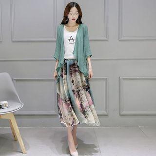 Set: 3/4-sleeve Light Jacket + Printed Dress