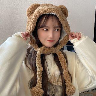 Bear Ear Fleece Bonnet Hat