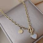 Heart Shell Pendant Stainless Steel Necklace Necklace - Gold - 45cm