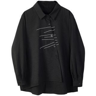 Asymmetrical Embroidered Shirt