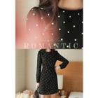 Puff-shoulder Polka-dot Sheath Dress