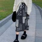 Pattern Midi Skirt Dark Gray & White - One Size