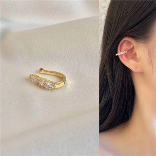 Butterfly Rhinestone Alloy Cuff Earring 1 Pc - Gold - One Size