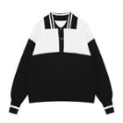 Two-tone Polo Neck Sweater Black - One Size