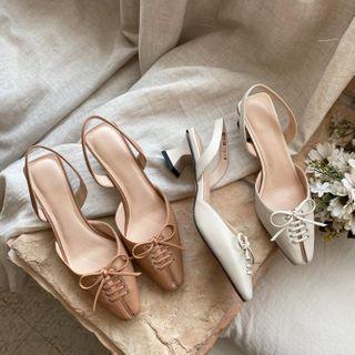 Lace-up Block-heel Slingback Sandals