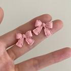 Bow Alloy Earring 1 Pair - Stud Earring - Pink - One Size