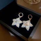 Star Faux Crystal Dangle Earring 1 Pair - Gold & White - One Size