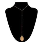 Embossed Pendant Y Necklace 1979 - Gold - One Size