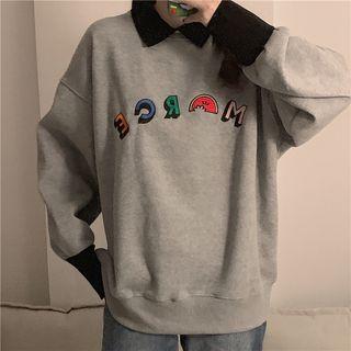 Long-sleeve Printed Collar Sweatshirt