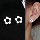 Alloy Flower Earring 1 Pair - With Ear Nuts - Silver - One Size