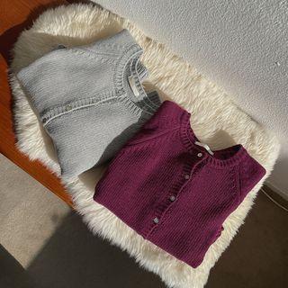 Raglan-sleeve Woolen Cardigan