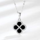 S925 Sterling Silver Rhinestone Clover Pendant Pendant (without Chain) - One Size
