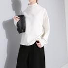 Batwing-sleeve Mock-neck Pullover