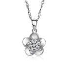 925 Sterling Silver Rhinestone Flower Pendant